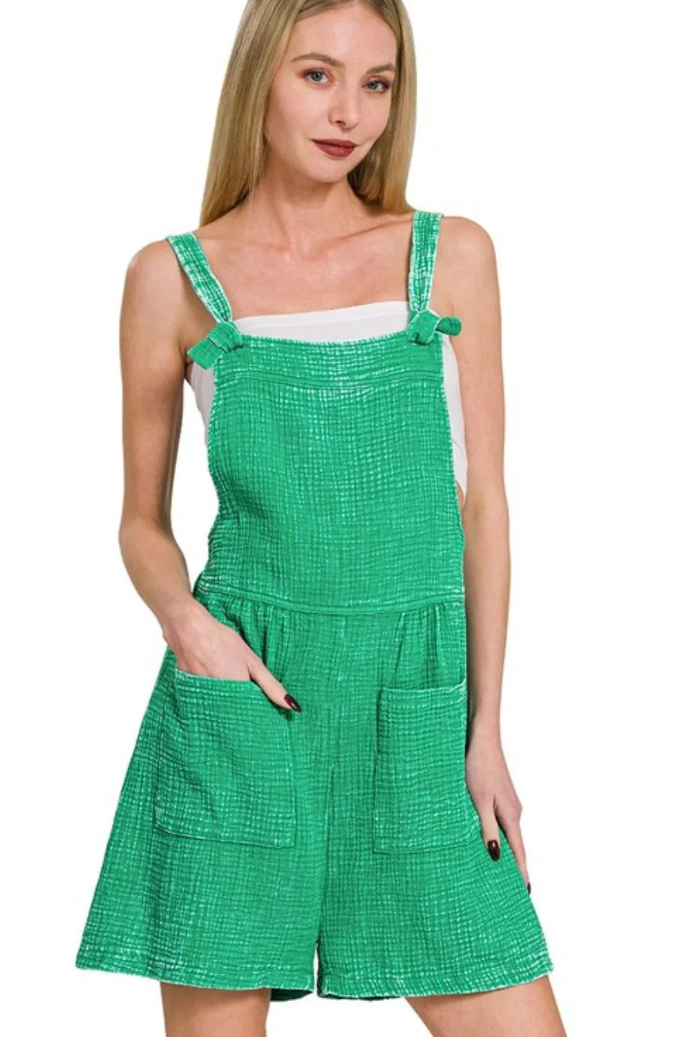 Zenana Woven Double Gauze Acid Washed Romper - Exklusive Damenmode & Kleidung Kollektion | Redblad Deutschland