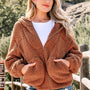 Straw Yellow Zip Up Hooded Sherpa Jacket