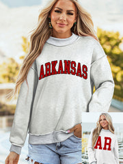 Hellgrauer ARKANSAS/AR doppelseitiger Pullover mit Mock-Neck-Reversibel - Miniatuur