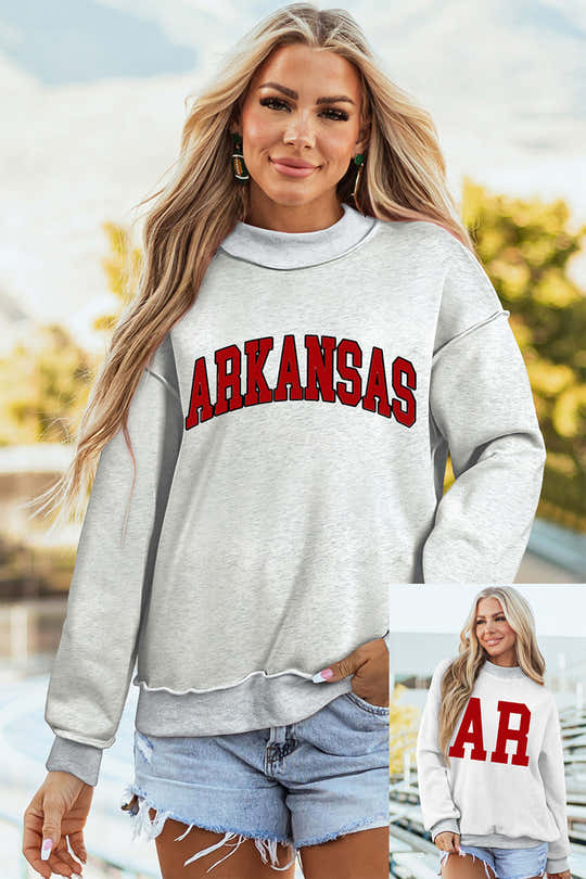 Hellgrauer ARKANSAS/AR doppelseitiger Pullover mit Mock-Neck-Reversibel