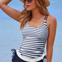Blauw Stripe met Trekkoord Tummy Control Mix-and-match 2pcs Tankini Swimsuit