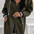 Rennroter Contrast Cuffed Cut-Shoulder Zip-Up-Hoodie - Foto 4