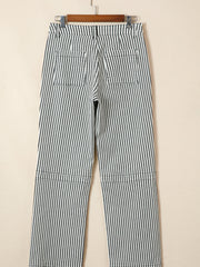 Black Stripe Patch Pocket High Waist Shift Denim Jeans - Women's Fashion Image 4 - Miniatuur