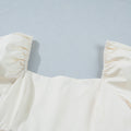 Beige Floral Print Puff Sleeve Babydoll Dress - Damesmode Afbeelding 6 - Foto 6