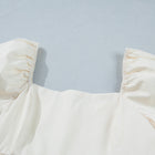 Beige Floral Print Puff Sleeve Babydoll Dress - Damesmode Afbeelding 6 - Thumbnail