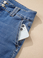 Jeans azzurro cielo con doppia zip e gamba dritta - Miniatuur