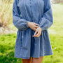 Puff Sleeve V Neck Ruffled Loose Denim Mini Dress