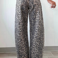 Black Leopard Print High Waist Barrel Jeans - Damesmode Afbeelding 2 - Foto 2