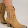 Beast Fashion Cut-Out Floral Embroidery Boots