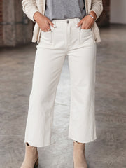 White Raw Hem Ankle-length Loose Jeans - Miniatuur