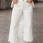 White Raw Hem Ankle-length Loose Jeans
