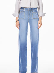 Jeans taille haute à jambes droites amples et larges bleu crépuscule - Miniatuur