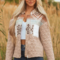 Light French Beige Aztec Quilted Patchwork Western Fashion Jacket - Foto 4