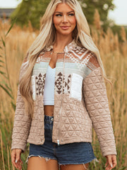 Giacca di moda occidentale patchwork in stile beige francese francese chiaro e trapuntato - Miniatuur