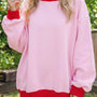 Oversized Color-Block Crewneck Sweatshirt