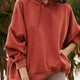 Sudadera de arcilla roja con hombro caído y con cordón ancho y bolsillo