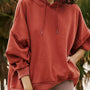 Roter Hoodie mit Senkungsschultertasche und weitem Kordelzug
