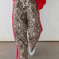 Brown Leopard Patchwork Elastic Waist Jeans - Damesmode Afbeelding 1 - Foto 1