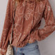 Brauner Blumen-Twisted Rib mit Kordelband Kangaroo Zakkens Capuchontrui