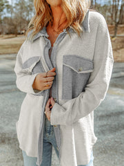 Black Contrast Flap Pockets Relaxed Shacket - Women's Fashion Image 6 - Miniatuur