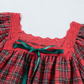 Robe mini à manches courtes à manches courtes à col carré à col carré en dentelle rouge - Foto 6