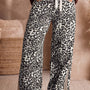 Chaki-Leopardenmuster Kordelzug-Taillen-Jeans mit geradem Beine