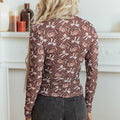 Brown Polka Dot Bow Football Print Long Sleeve Mesh Top - Damesmode Afbeelding 2 - Foto 2