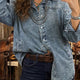 Dusk Blauw Western Langarmhemdkragen Tunika-Jeansjacke