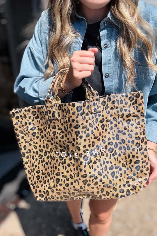 Brauner Leopard PU Leder Wasserdichte Tragetasche – Damesmode Afbeelding 1