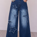 Ashleigh Blue Star Decorated Wide Leg Jeans - Damesmode Afbeelding 3 - Foto 3