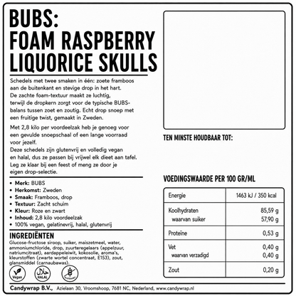 BUBS: Foam Raspberry Liquorice Skulls