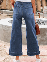 Ashleigh Blue Cropped High Rise Wide Legs Jeans - Damesmode Afbeelding 2 - Miniatuur