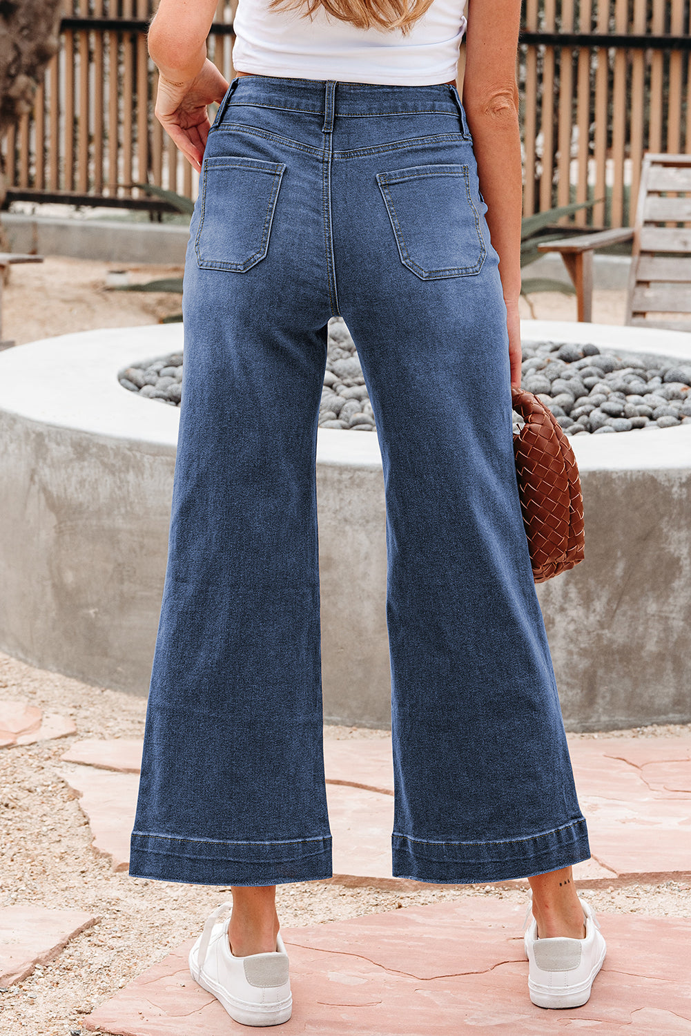 Ashleigh Blue Cropped High Rise Wide Leg Jeans - Damesmode Afbeelding 2