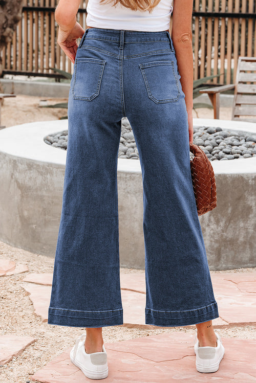Ashleigh Blue Cropped High Rise Wide Leg Jeans - Damesmode Afbeelding 2