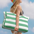 Light Blue Striped Waterproof Canvas Large Capacity Tote Bag - Foto 2