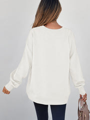 Schwarzer, einfarbiger strukturierter Pullover mit Rundhalsausschnitt und Schulter-Pullover – Damesmode Afbeelding 5 - Miniatuur