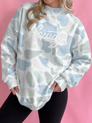 Flerfarvet camouflagemønstret Howdy Western Style Baggy Sweatshirt - Miniatuur