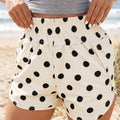 Sky Blue Polka Dot Print Shirred High Waist Casual Shorts - Foto 4