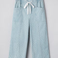 Himmelblaue Streifen-Jeans mit mittlerem Schnitt und Kordelzug - Foto 5