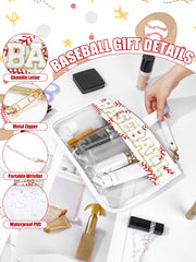 Bolsa de cosméticos transparente de PVC transparente para el estadio de béisbol marrón con letra chenilla - Damesmode Afbeelding 6 - Miniatuur
