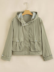 Chaqueta utilitaria con capucha corta y bolsillo verde laurel - Miniatuur