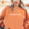 Orangefarbener Thanksgiving-Pullover mit Ribbenausschnitt - Foto 3