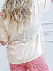 Beige Star Print Stud Detail Cotton Jersey Top - Damesmode Afbeelding 2 - Miniatuur