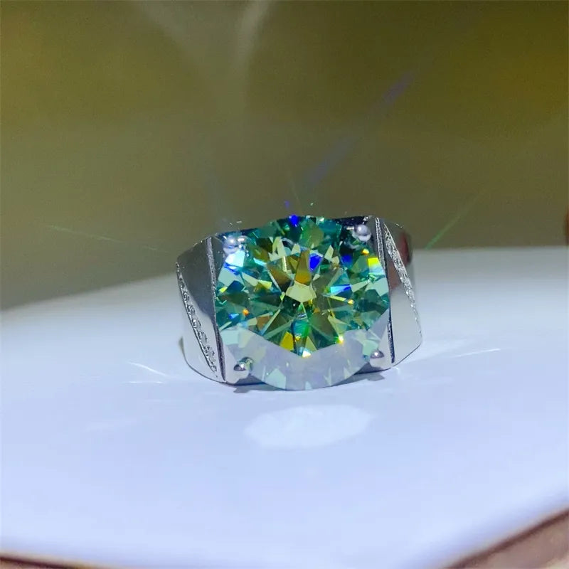 10 Carat Moissanite 925 Sterling Silver Signet Ring | Redblad 18K Solid Gold & Certified Diamond Rings