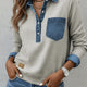 Sleet Spijkerstof Collar Patchwork met Lange Mouwen Pullover Top