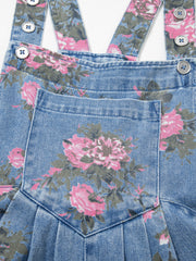 Myosotis Floral Print Denim Shortalls - Miniatuur