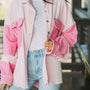 Delikatesse Zweifarbe Exposed Seam Cord Shacket