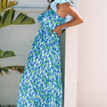 Pink Floral Print Square Neck Ruffled Strap Maxi Dress - Foto 6