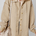 Jet Stream Solid Color Quilted Puffer Buttoned Shacket - Foto 6