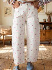 Blau maßgeschneiderte Polka-Punkt-Muster Casual Jeans mit Fassmuster – Damenmode Bild 6 - Miniatuur